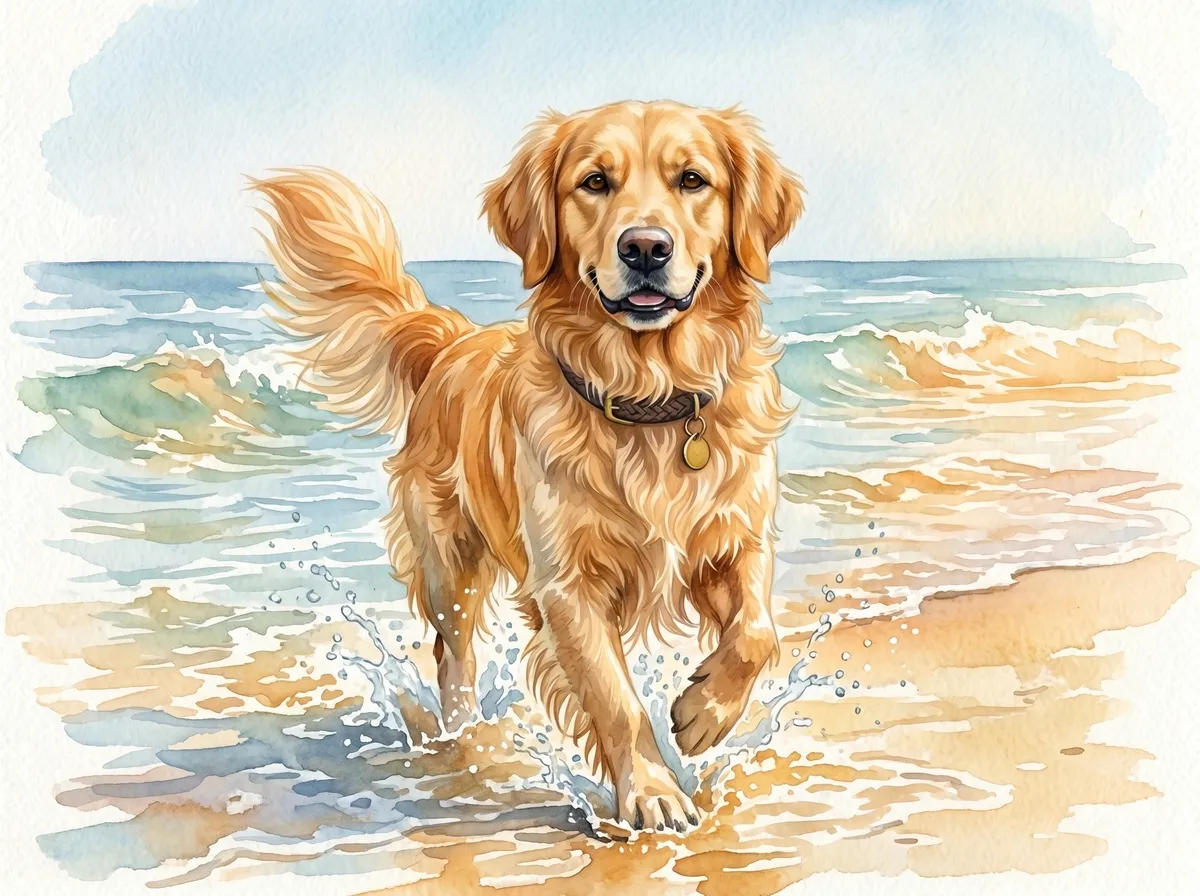 Golden Retriever watercolor calendar month 6